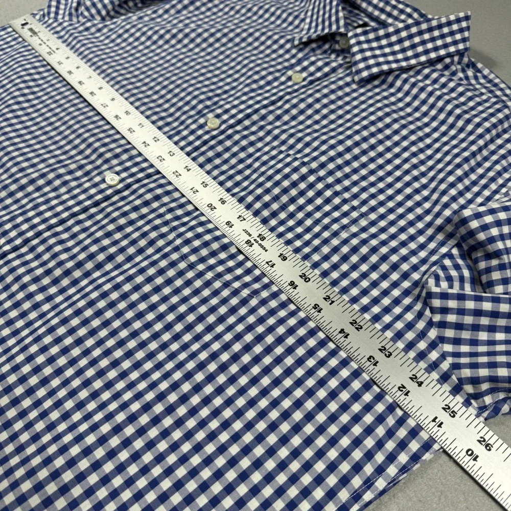 Banana Republic Mens XL Blue White Gingham Non-Iron Slim Fit Button Down Shirt